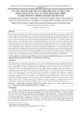 Các yếu tố nước chủ nhà tác động đến đầu tư trực tiếp nước ngoài từ EU vào các nước đang phát triển và một số hàm ý chính sách đối với Việt Nam