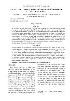 Các yếu tố vĩ mô tác động đến thu hút dòng vốn FDI tại tỉnh Bình Dương