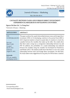 Causality between taxes and foreign direct investment: Experimental research in developing countries