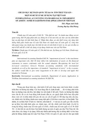 Chuẩn mực kế toán quốc tế ias 36: Tổn thất tài sản - Một số đề xuất để áp dụng tại Việt Nam