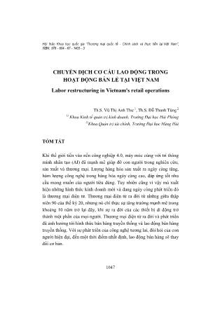 Chuyển dịch cơ cấu lao động trong hoạt động bán lẻ tại Việt Nam