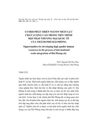 Cơ hội phát triển nguồn nhân lực chất lượng cao trong tiến trình hội nhập thương mại quốc tế của Thành phố Hải Phòng