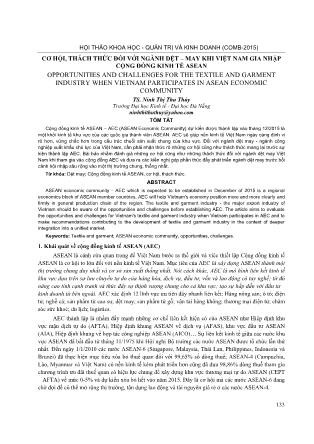 Cơ hội, thách thức đối với ngành dệt – may khi Việt Nam gia nhập cộng đồng kinh tế ASEAN