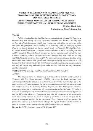 Cơ hội và thách thức của ngành giày dép Việt Nam trong bối cảnh hiệp định thương mại tự do Việt Nam - Liên minh châu âu (EVFTA)