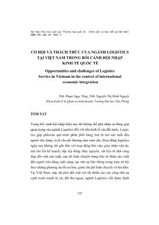 Cơ hội và thách thức của ngành logistics tại Việt Nam trong bối cảnh hội nhập kinh tế quốc tế