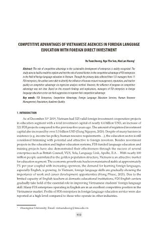 Competitive advantages of vietnamese agencies in foreign language education with foreign direct investment