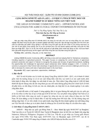 Cộng đồng kinh tế ASEAN (AEC) – cơ hội và thách thức đối với doanh nghiệp xuất khẩu nông sản Việt Nam