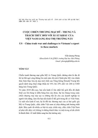 Cuộc chiến thương mại Mỹ - Trung và thách thức đối với xuất khẩu của Việt Nam sang hai thị trường này