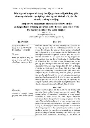 Đánh giá của người sử dụng lao động về mức độ phù hợp giữa chương trình đào tạo đại học khối ngành kinh tế với yêu cầu của thị trường lao động