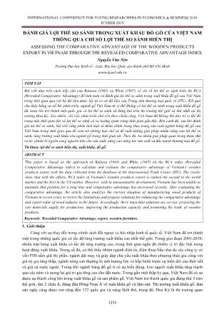 Đánh giá lợi thế so sánh trong xuất khẩu đồ gỗ của Việt Nam thông qua chỉ số lợi thế so sánh hiển thị