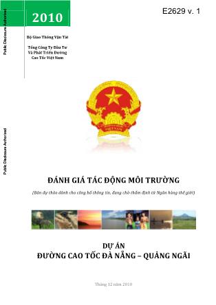 Đánh giá tác động môi trường Dự án đường cao tốc Đà Nẵng - Quảng Ngãi