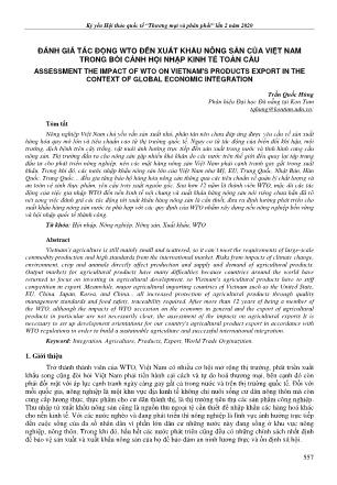 Đánh giá tác động WTO đến xuất khẩu nông sản của Việt Nam trong bối cảnh hội nhập kinh tế toàn cầu