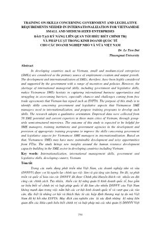 Đào tạo kỹ năng liên quan tới hiểu biết chính trị và pháp luật trong kinh doanh quốc tế cho các doanh nghiệp nhỏ và vừa Việt Nam