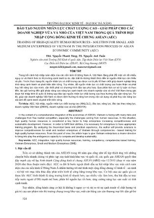 Đào tạo nguồn nhân lực chất lượng cao - Giải pháp cho các doanh nghiệp vừa và nhỏ của Việt Nam trong quá trình hội nhập cộng đồng kinh tế chung ASEAN (AEC)