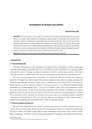 Determinants of vietnam’s rice exports