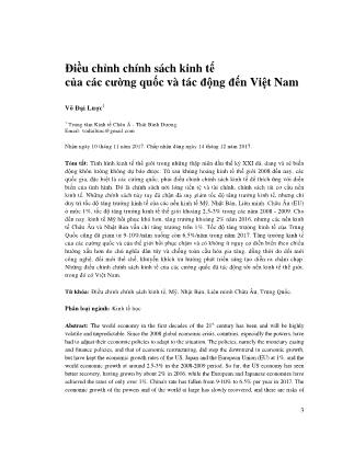 Điều chỉnh chính sách kinh tế của các cường quốc và tác động đến Việt Nam