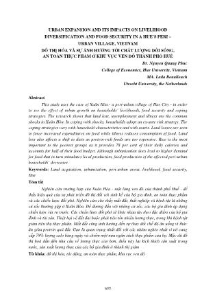 Đô thị hóa và sự ảnh hưởng tới chất lượng đời sống, an toàn thực phẩm ở khu vực ven đô Thành phố Huế