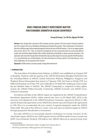 Does foreign direct investment matter for economic growth in asean countries?