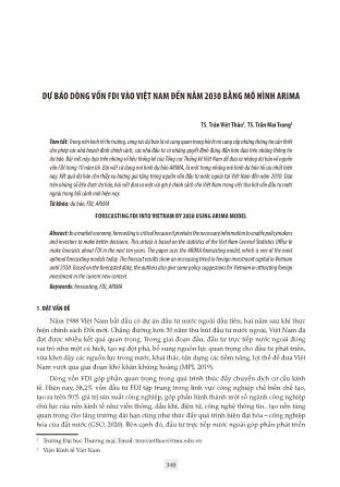 Dự báo dòng vốn FDI vào Việt Nam đến năm 2030 bằng mô hình arima
