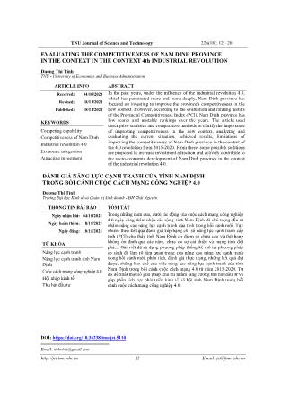 Evaluating the competitiveness of nam dinh province in the context in the context 4th industrial revolution