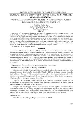 Gia nhập cộng đồng kinh tế ASEAN – cơ hội giải bài toán tìm đầu ra cho nông sản Việt Nam
