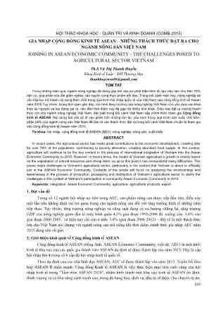 Gia nhập cộng đồng kinh tế ASEAN – Những thách thức đặt ra cho ngành nông sản Việt Nam
