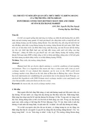 Giả thuyết về mối liên quan giữa thủy triều và khủng hoảng của thị trường chứng khoán