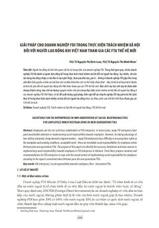 Giải pháp cho doanh nghiệp FDI trong thực hiện trách nhiệm xã hội đối với người lao động khi Việt Nam tham gia các FTA thế hệ mới