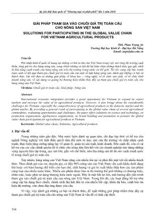 Giải pháp tham gia vào chuỗi giá trị toàn cầu cho nông sản Việt Nam