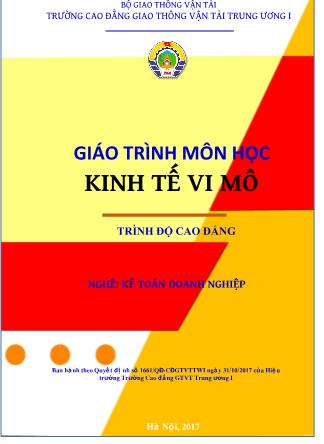 Giáo trình môn học Kinh tế vi mô - Trình độ: Cao đẳng - Nghề: Kế toán doanh nghiệp