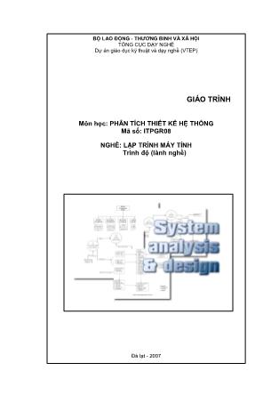 Giáo trình Phân tích thiết kế hệ thống - Nghề: Lập trình máy tính - Trình độ: Lành nghề