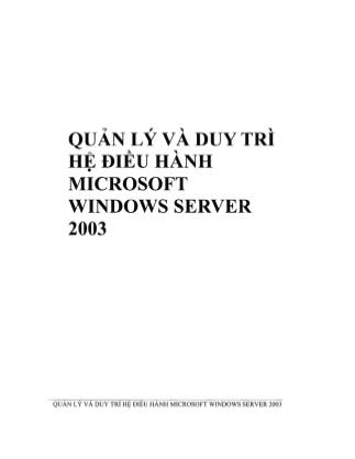 Giáo trình Quản lý và duy trì hệ điều hành Microsoft Windows Server 2003