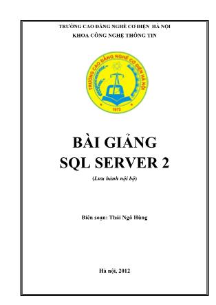 Giáo trình SQL Server 2 - Thái Ngô Hùng