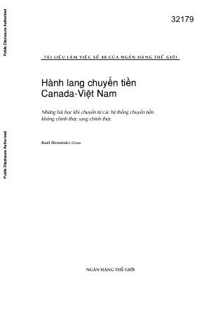 Hành lang chuyển tiền Canada - Việt Nam: Những bài học khi chuyển từ các hệ thống chuyển tiền không chính thức sang chính thức