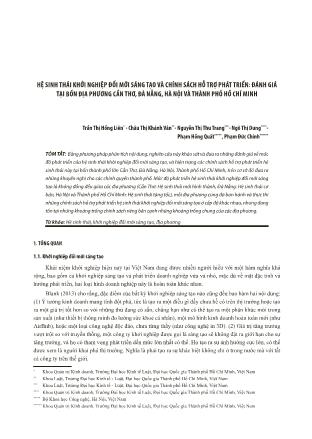 Hệ sinh thái khởi nghiệp đổi mới sáng tạo và chính sách hỗ trợ phát triển: Đánh giá tại bốn địa phương Cần Thơ, Đà Nẵng, Hà Nội và Thành phố Hồ Chí Minh