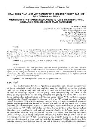 Hoàn thiện pháp luật Việt Nam đáp ứng yêu cầu phù hợp các hiệp định thương mại tự do