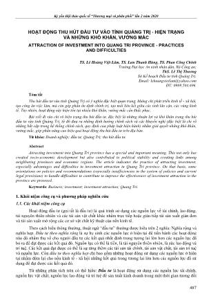 Hoạt động thu hút đầu tư vào tỉnh Quảng Trị - Hiện trạng và những khó khăn, vướng mắc