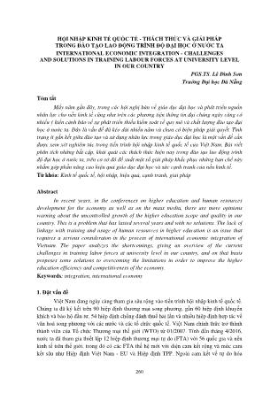 Hội nhập kinh tế quốc tế - Thách thức và giải pháp trong đào tạo lao động trình độ đại học ở nước ta