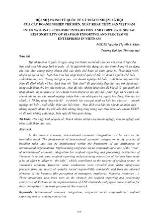Hội nhập kinh tế quốc tế và trách nhiệm xã hội của các doanh nghiệp chế biến, xuất khẩu thủy sản Việt Nam