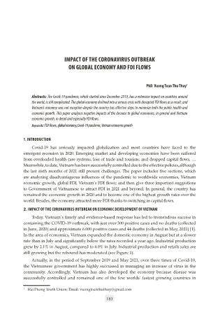 Impact of the coronavirus outbreak on global economy and fdi flows