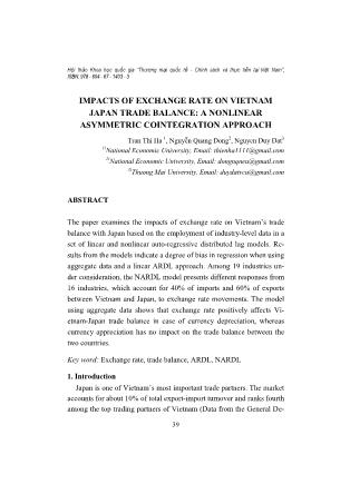 Impacts of exchange rate on Vietnam Japan trade balance: A nonlinear asymmetric cointegration approach