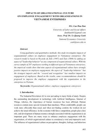 Impacts of organizational culture on employee engagement with organizations in vietnamese enterprises