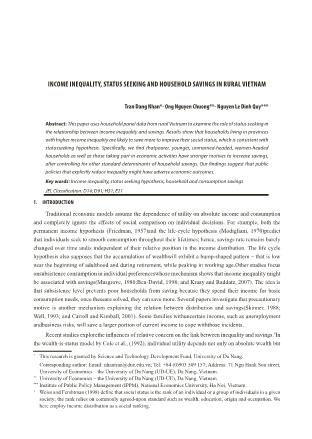 Income inequality, status seeking and household savings in rural vietnam