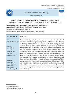 Industrial park performance assessment indicators: Experience from china and application in ho chi minh city