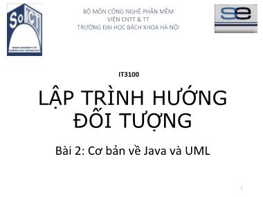 Lập trình hướng đối tượng - Bài 2: Cơ bản về Java và UML (Bản đẹp)