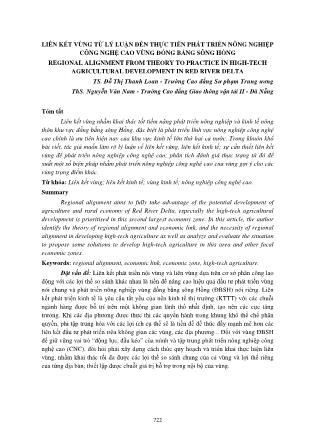 Liên kết vùng từ lý luận đến thực tiễn phát triển nông nghiệp công nghệ cao vùng đồng bằng Sông Hồng