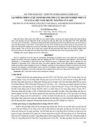 Lộ trình chiến lược kinh doanh cho các doanh nghiệp nhỏ và vừa của Việt Nam trước ngưỡng cửa AEC