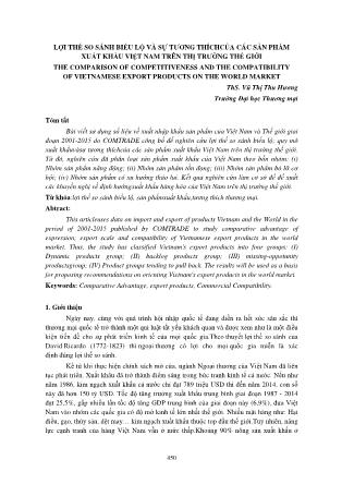 Lợi thế so sánh biểu lộ và sự tương thích của các sản phẩm xuất khẩu Việt Nam trên thị trường thế giới