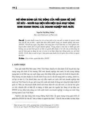 Mô hình đánh giá tác động của mối quan hệ chủ sở hữ - người đại diện đến hiệu quả hoạt động kinh doanh trong các doanh nghiệp Nhà nước