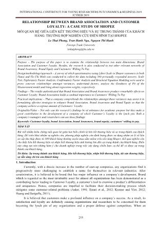 Mối quan hệ giữa liên kết thương hiệu và sự trung thành của khách hàng: Trường hợp nghiên cứu điển hình tại Shopee